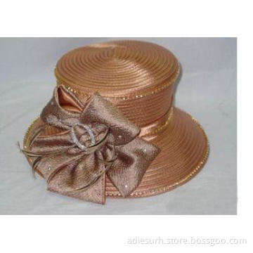 Pink Gold Fancy Ladies' Church Hats , Pleated Nice Fabric B